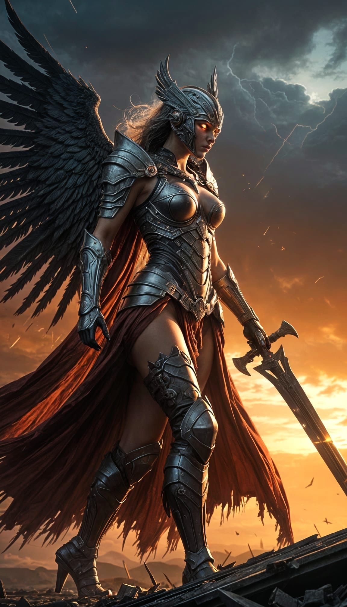 Lone Valkyrie Warrior Triumphs Over Mechanical Titan