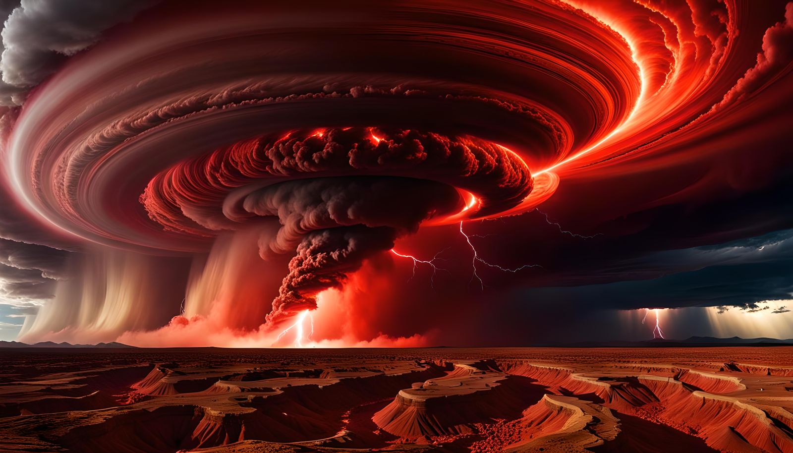 Blood Red Tornado on Jupiter: Expressionist Oil Painting