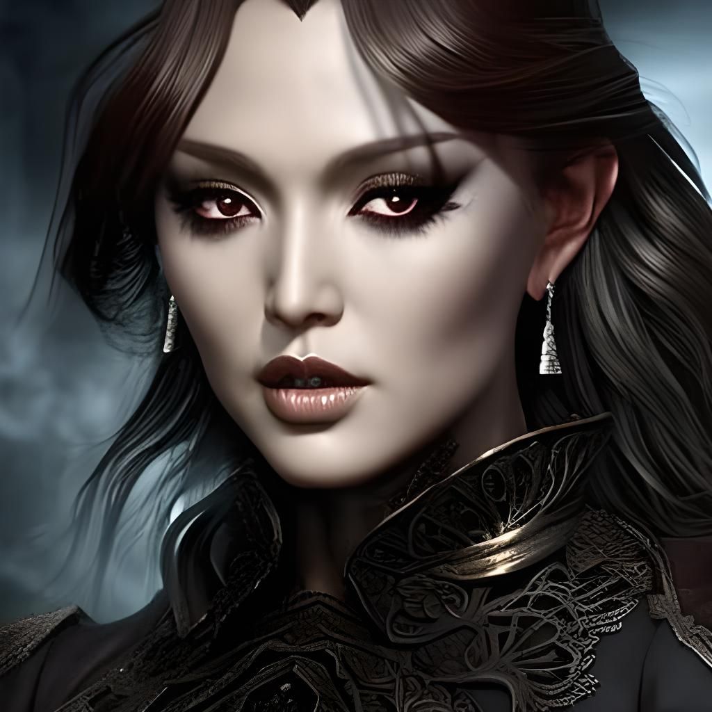 Gothic Horror Portrait of Grace Nakimura in Dark Fantasy Sty...