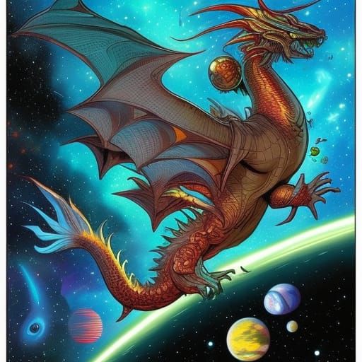 Giant Space Dragon Comic Book Art