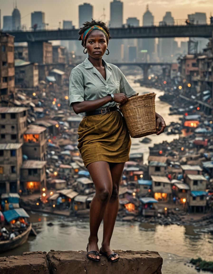 African Woman Portrait in Sinister City