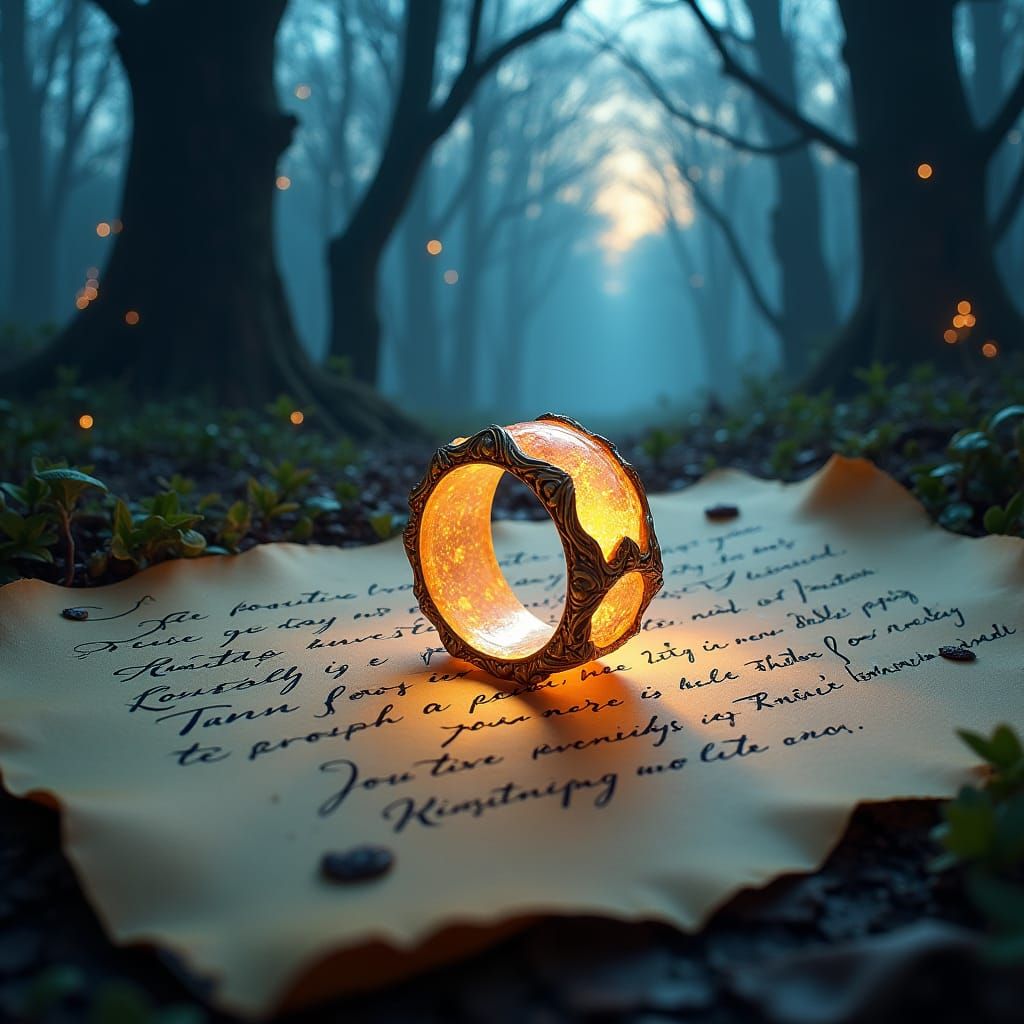 Elven Ring on Parchment with Ethereal Glow