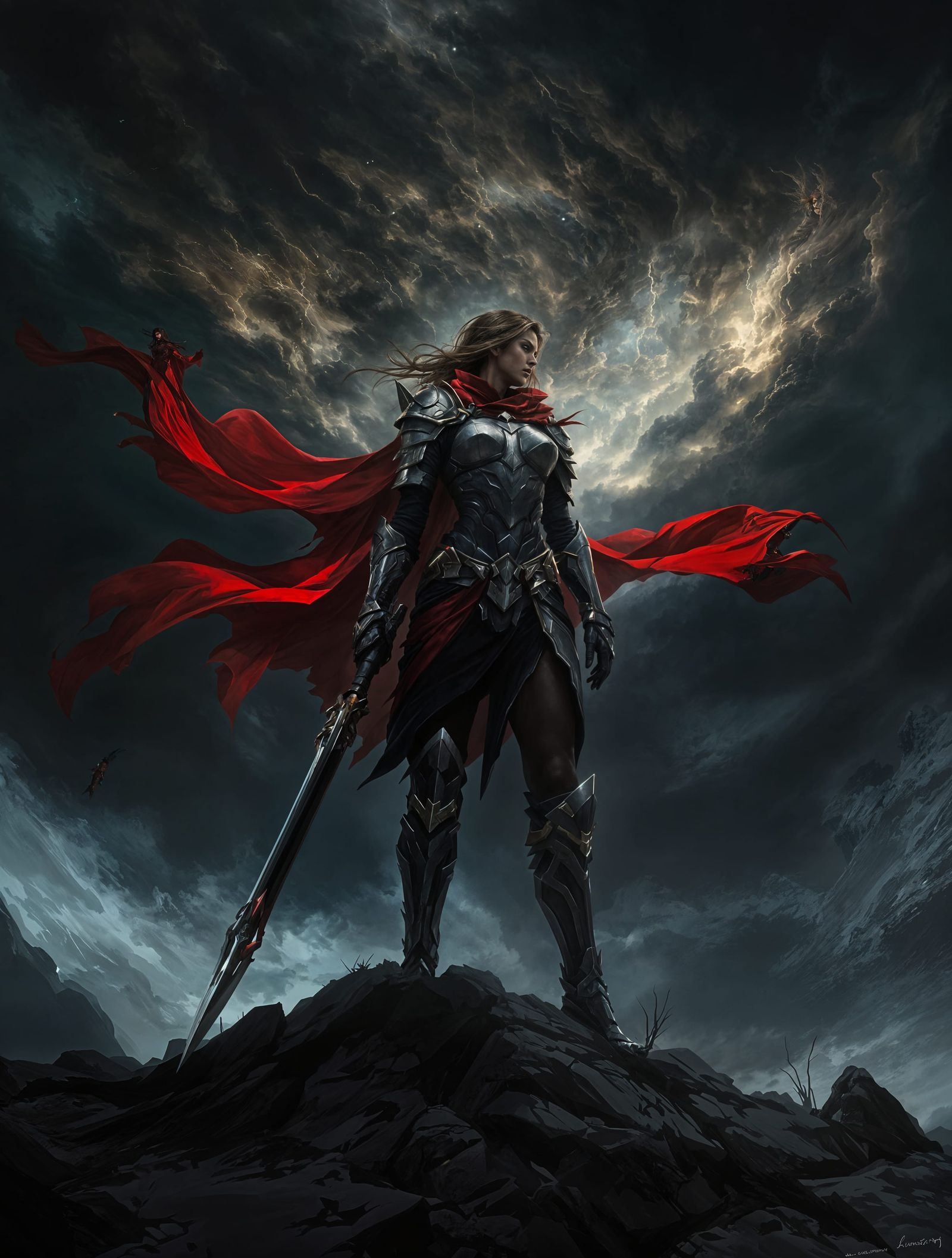 Warrior's Vigil in Digital Painting Style