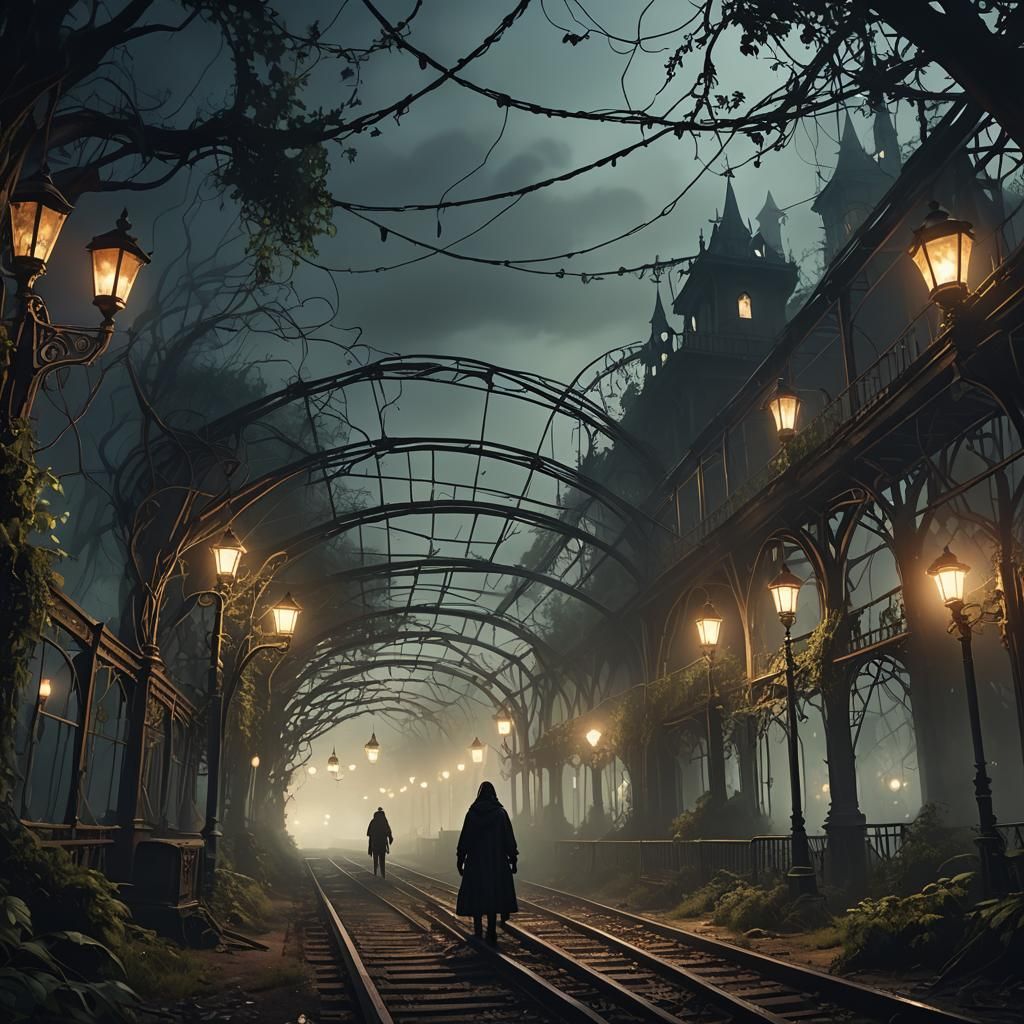 Ghostly Gothic Theme Park in Digital Painting