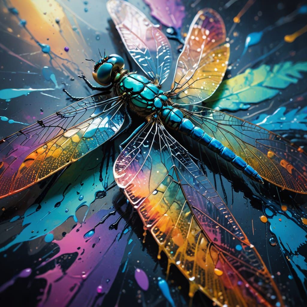 Detailed Macro Photograph of a Dragonfly Wing