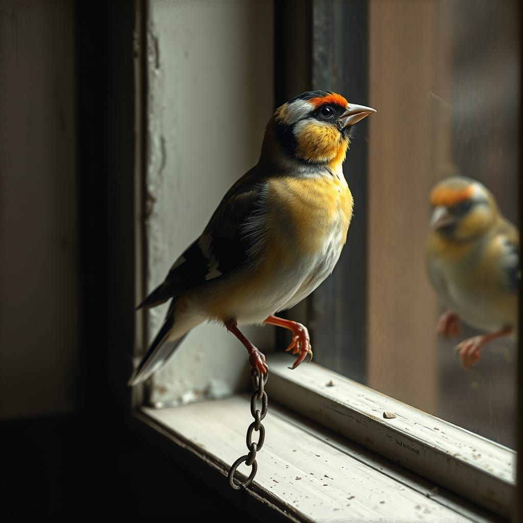 Goldfinch Perched: 17th Century Dutch Master Style
