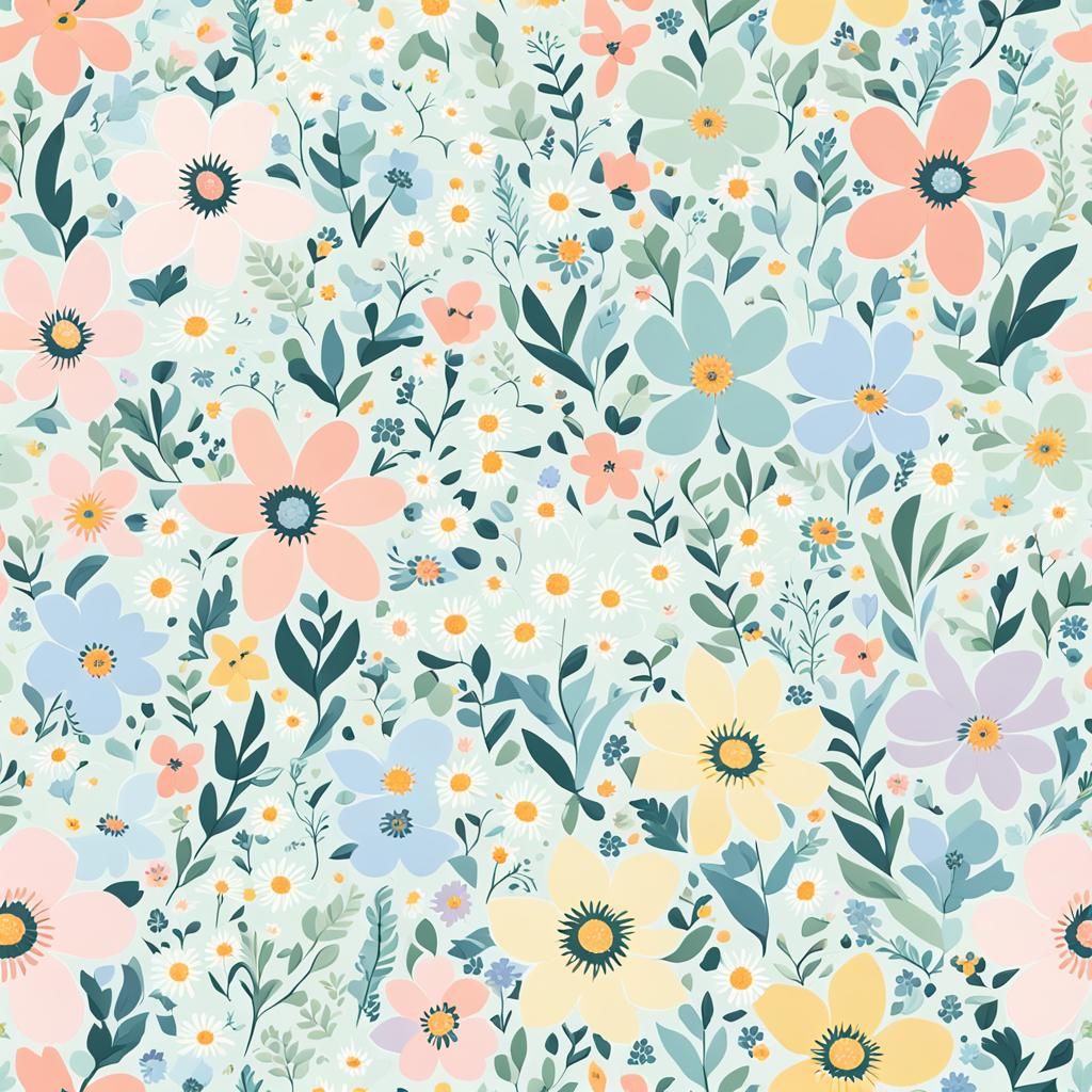 Seamless Ditzy Floral Pattern in Pastel Colors