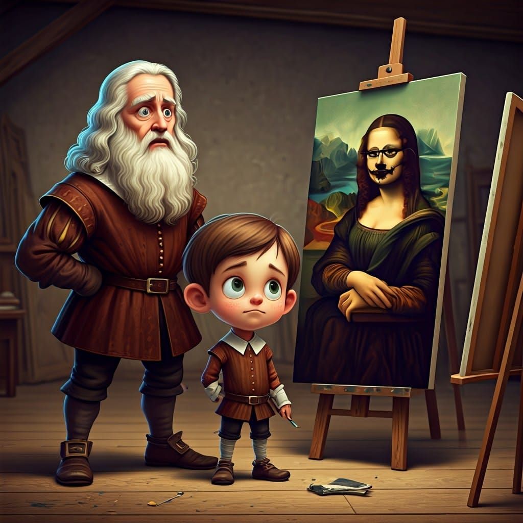 Hilarious 3D CGI Art of Leonardo da Vinci's Studio Mishap