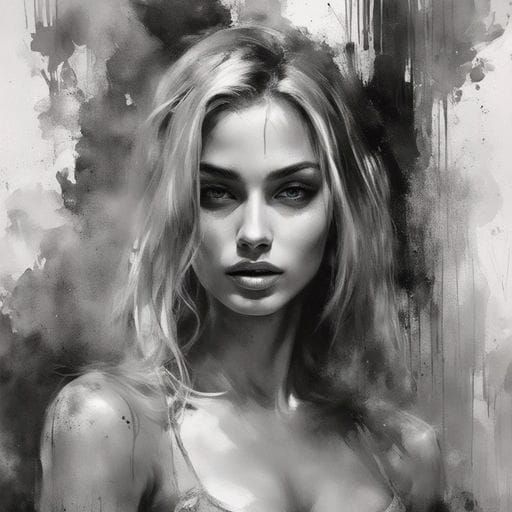 Beautiful Moroccan Model Portrait in Splash Art Style