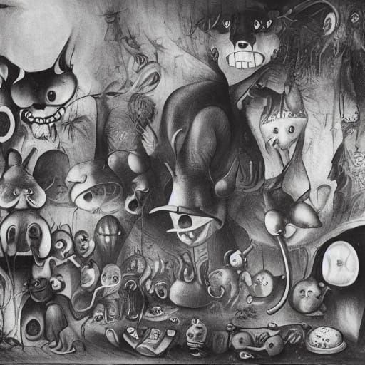 Grotesque Mice Carousel in Dark Fairground Nightmare