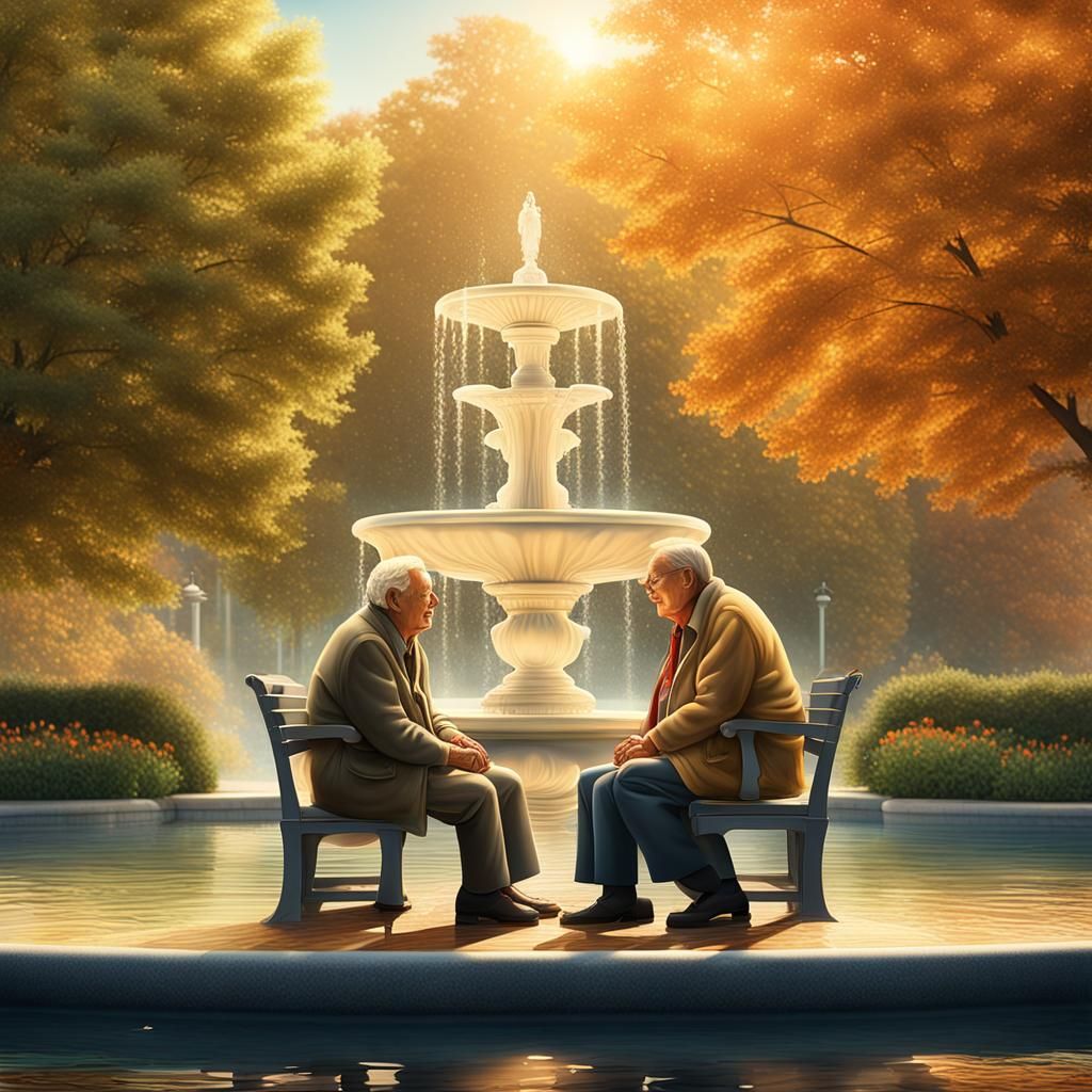 Elderly Gay Couple Portrait in Golden Hour Lighting
