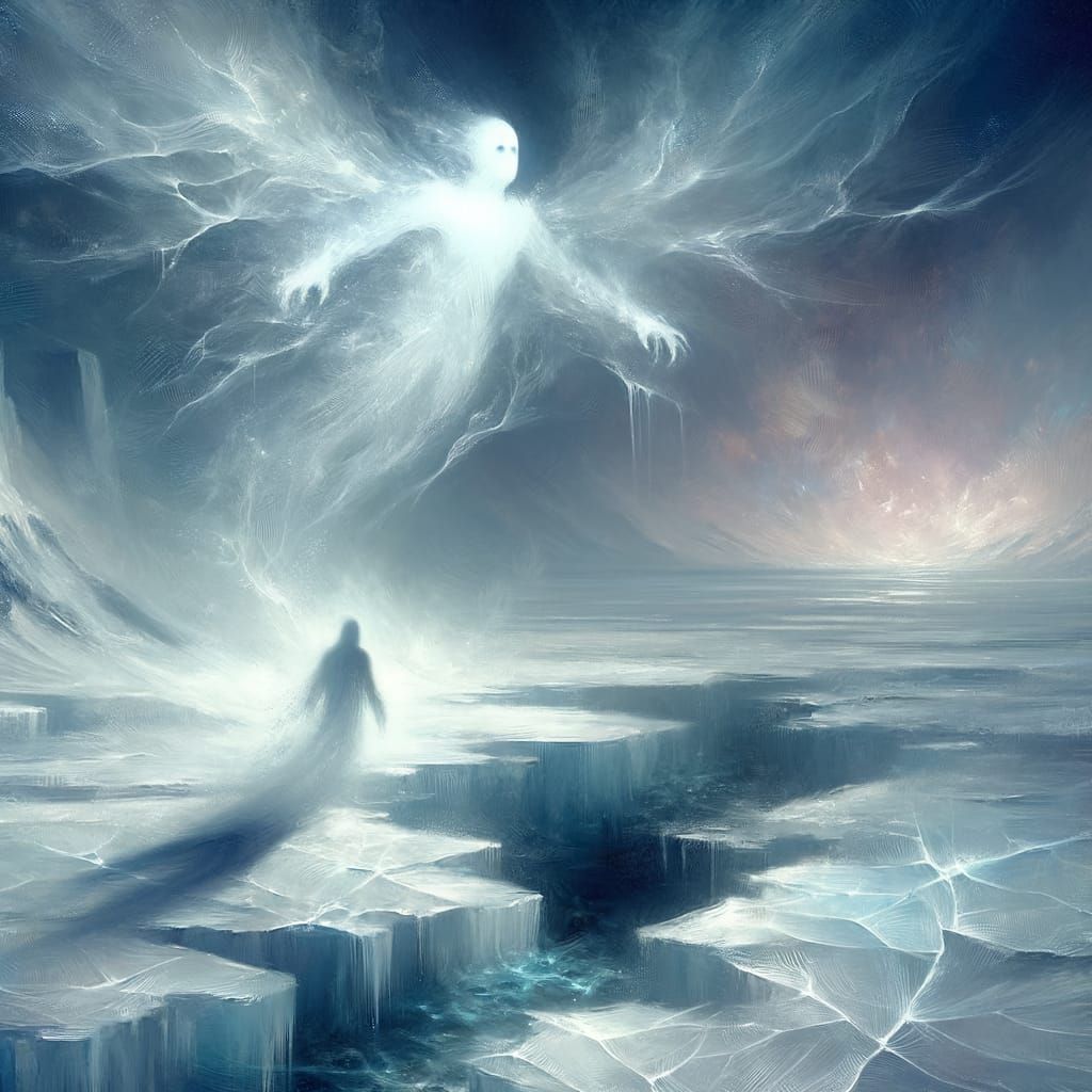 Ethereal Spirit Above Icy Abyss