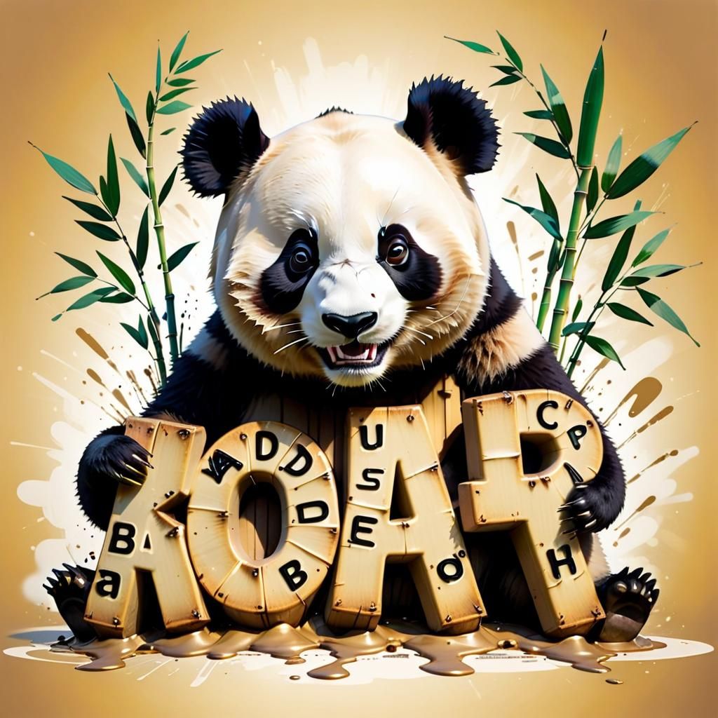 Graffiti Panda with Bamboo in Dada Art Style