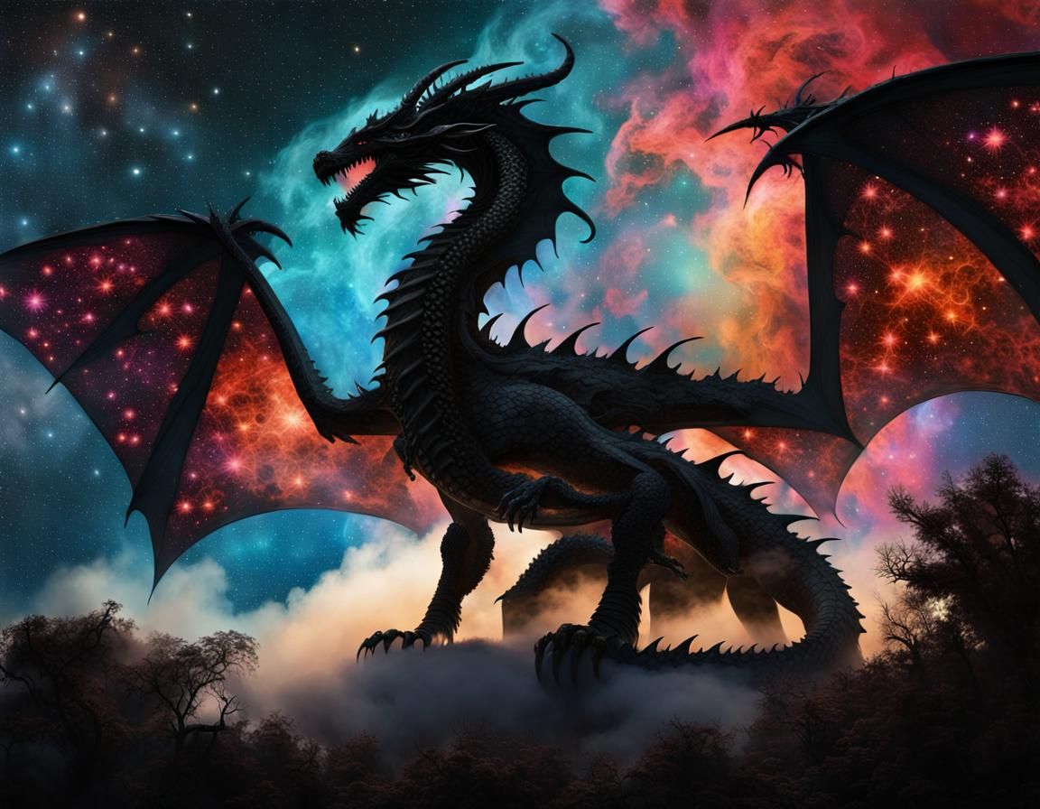 Nebula Dragon in Dark Fantasy Style