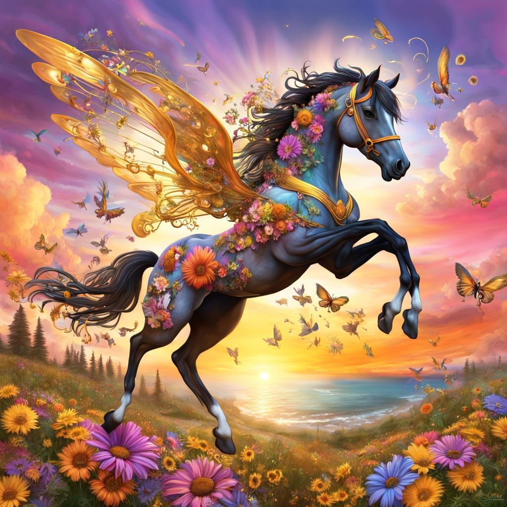 Whimsical Bay Dun Horsefly Sunset Summerscape