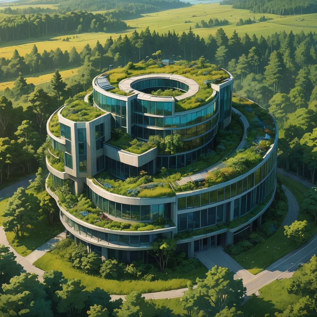 Lush Modern Building in Open Landscape