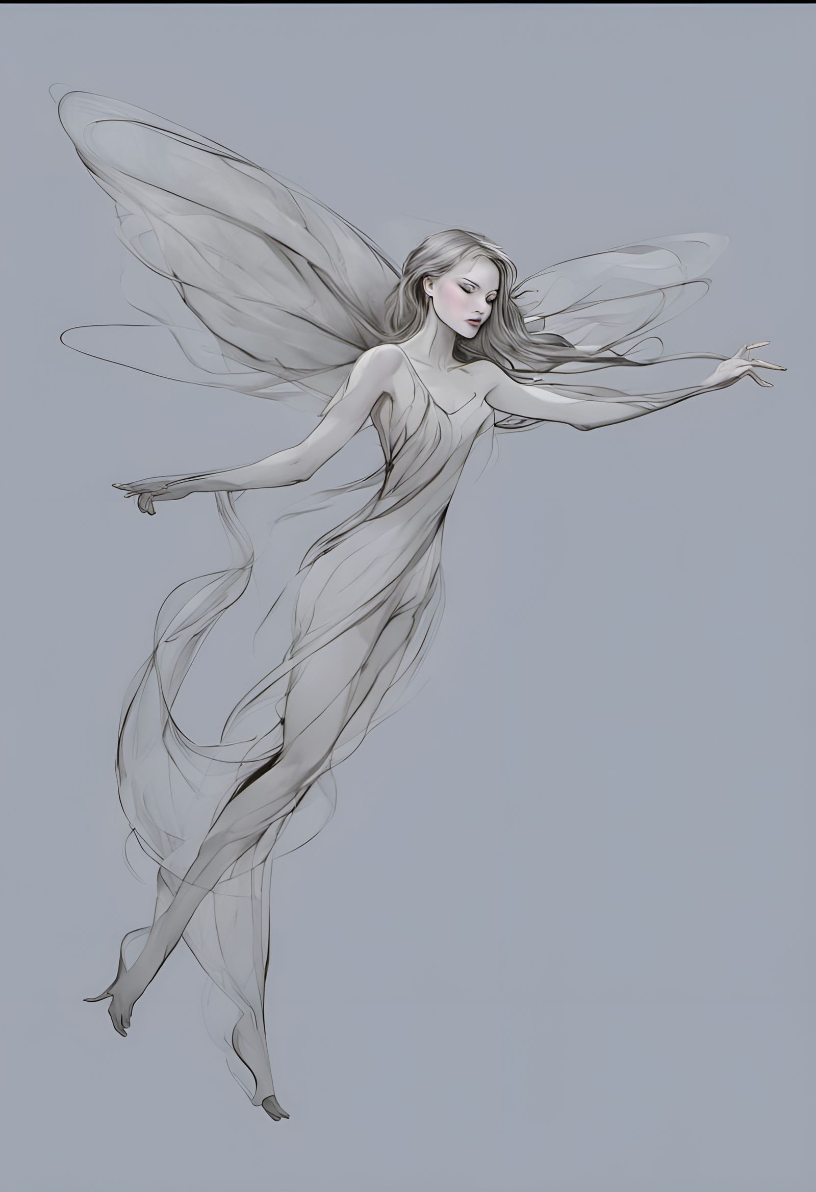 Elegant Sylph Spirit in Two-Tone Art
