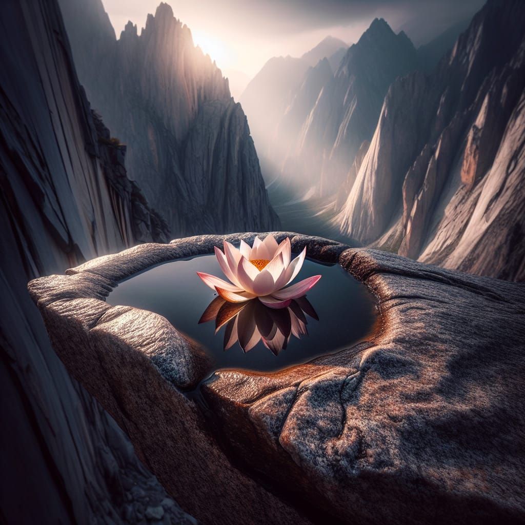 Radiant Lotus on Mountain Peak
