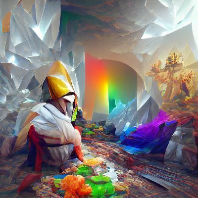 Crystalline Figure Shattering Rainbow Universe in Renaissanc...