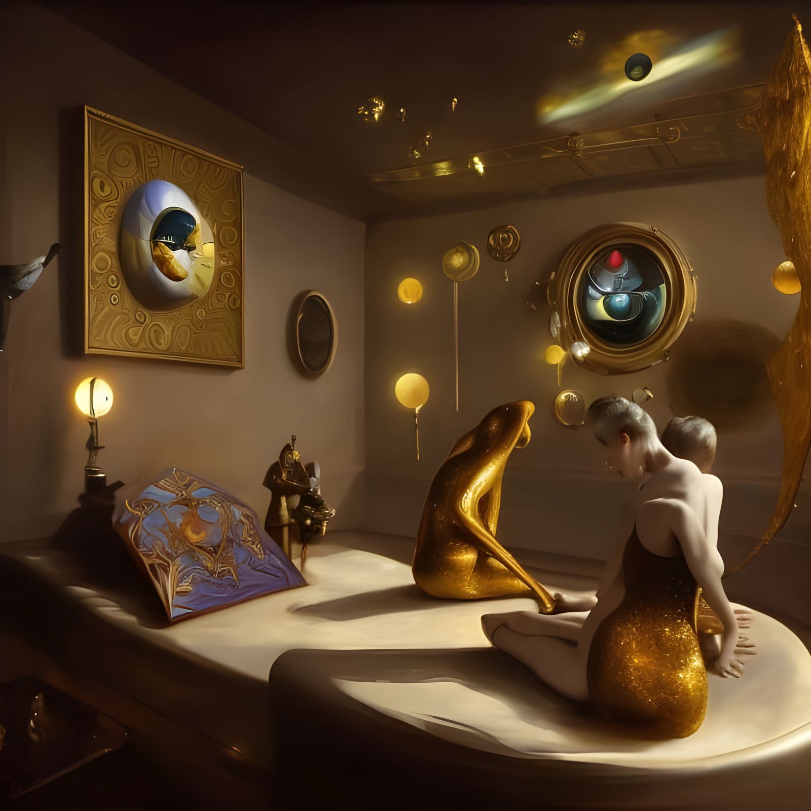 Surreal Faces in Space: A Hyperrealistic Painting