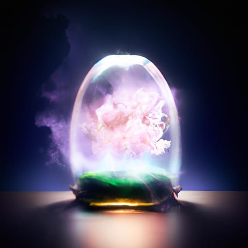 Cherry Blossom Tree in Glass Egg, Synthwave Style