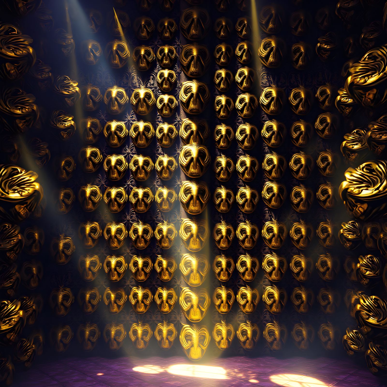 Imposing Brass Wall of Silence: Dark Fantasy Art