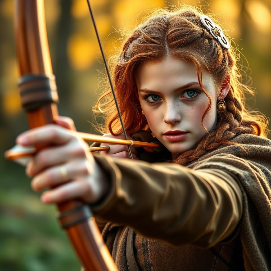 Celtic Archer with Red Hair in High Definition