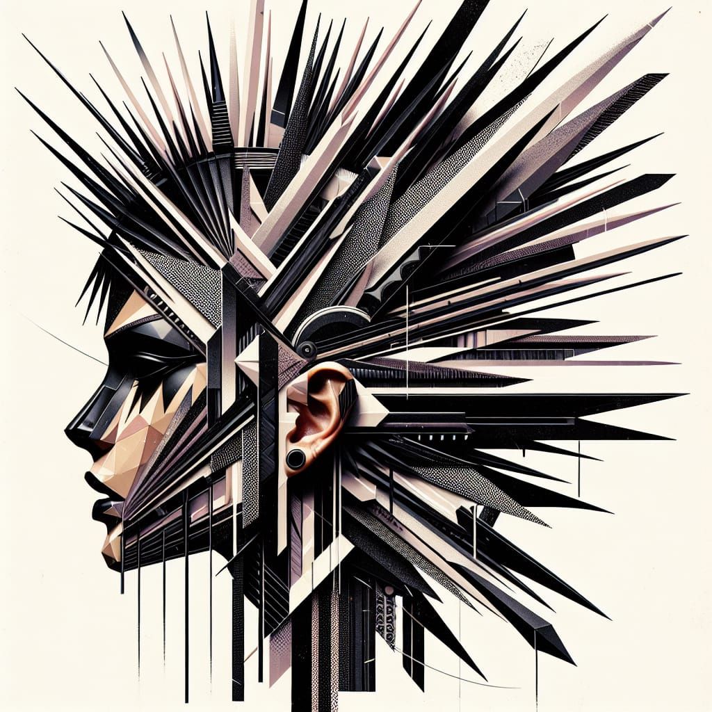 Gothic Tribal Collage Art with Street Art Influence