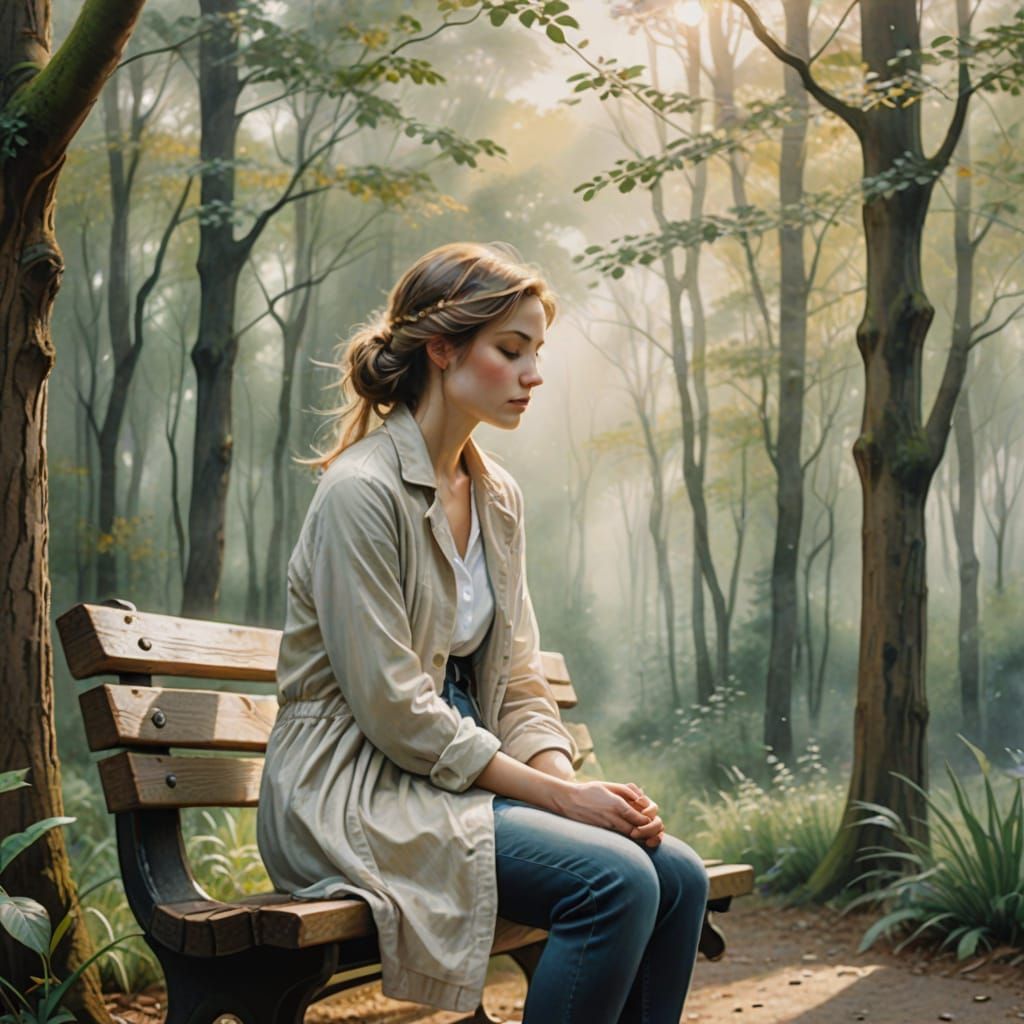 Misty Forest Serenity in Whimsical Watercolor