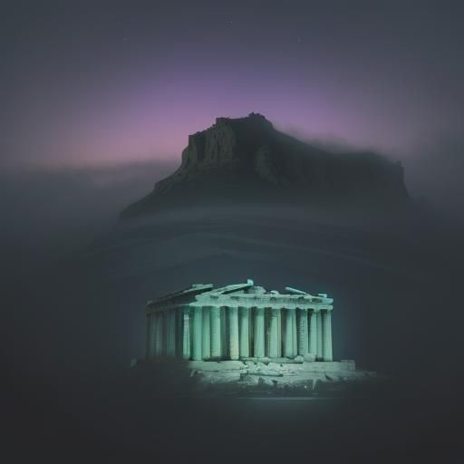 Aurora Borealis Dances Above Icy Athens Parthenon