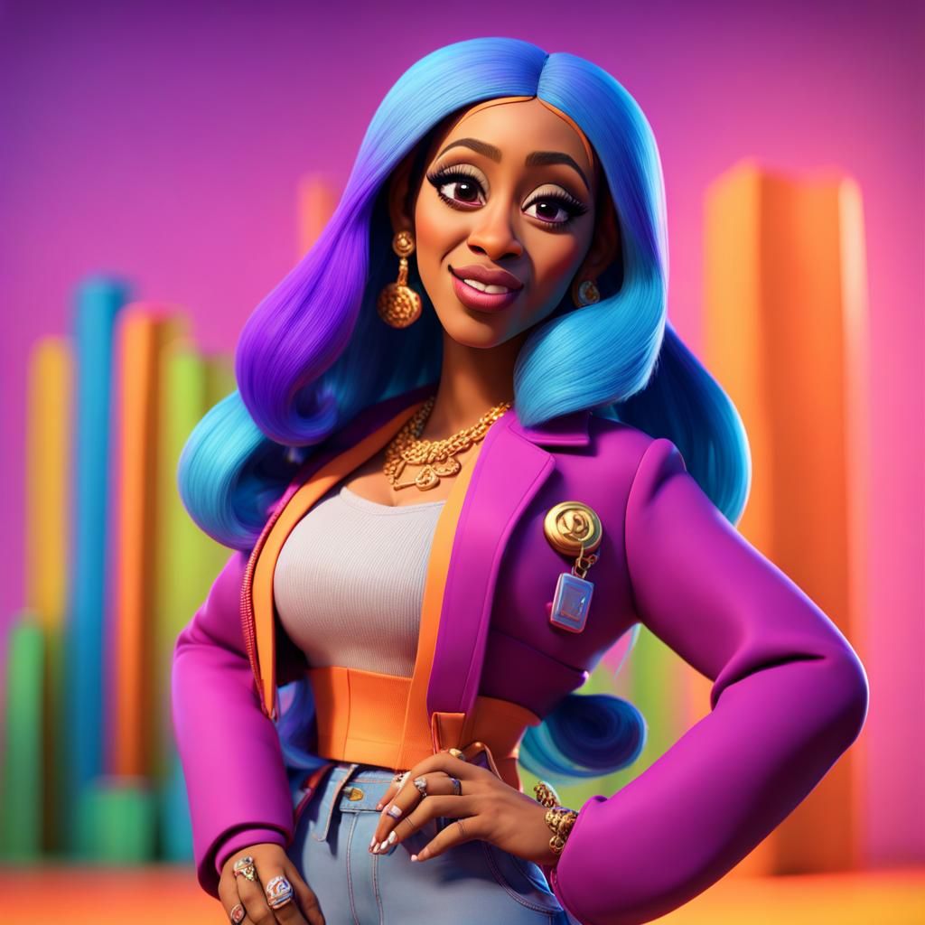 Cardi B as 3D Digital Art in Pixar Style