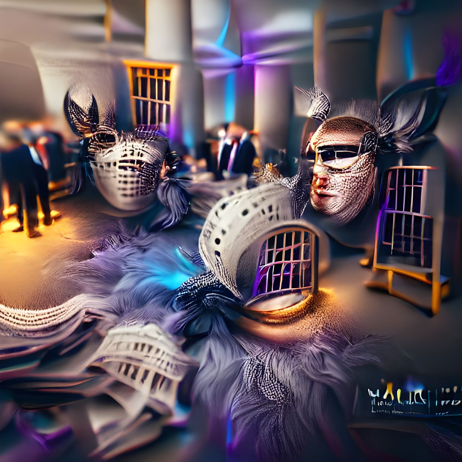 Politician's Masquerade Ball: 3D Vray Illustration