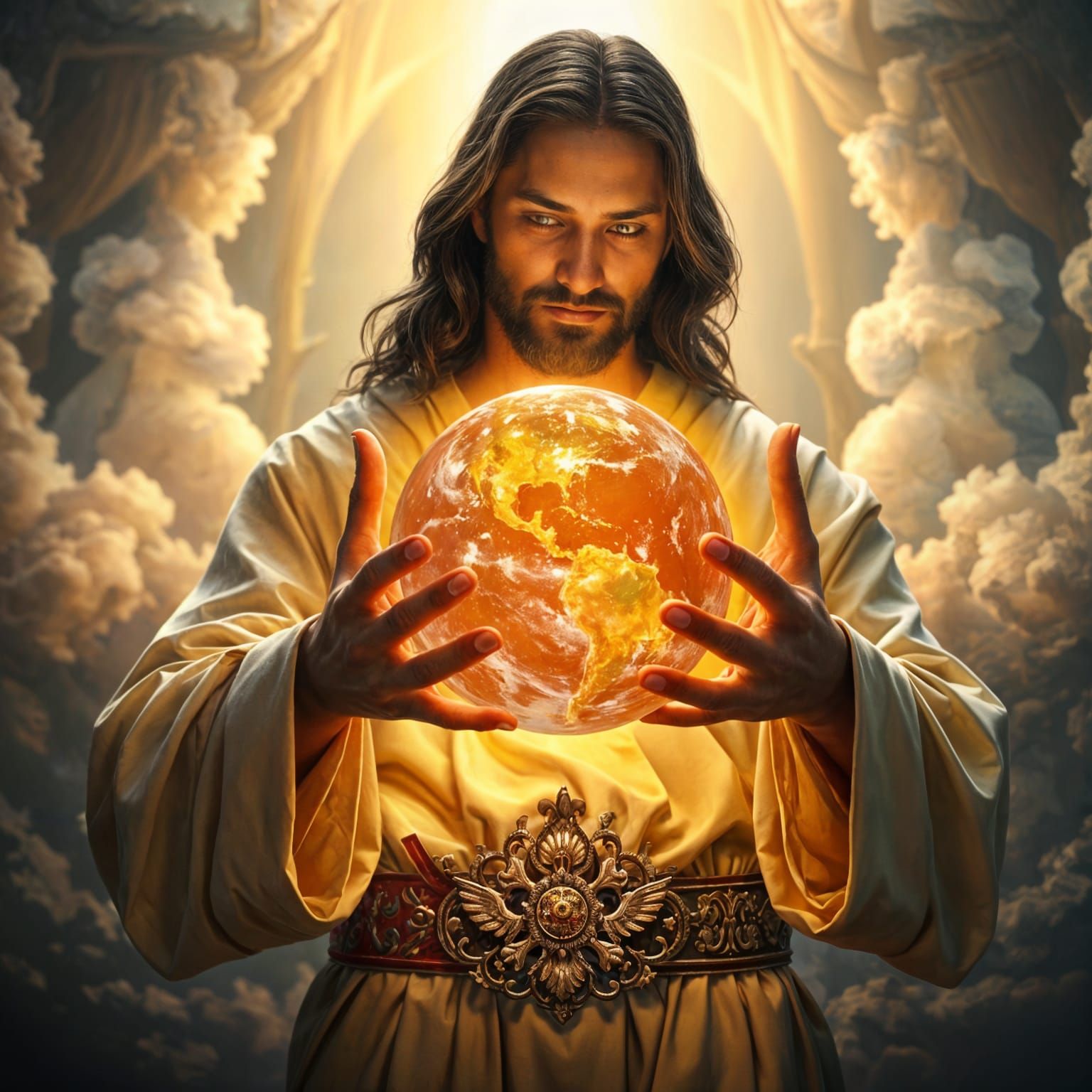 Jesus Holding the World: Hyperrealistic Digital Art