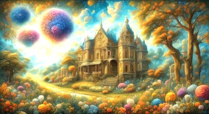 Surreal Patchwork Garden in Dreamlike Style