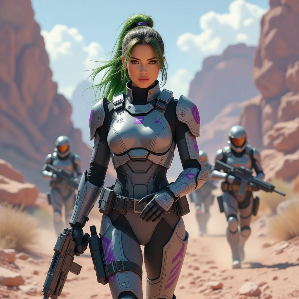 Futuristic Tiger Armor Squad Leader in Retro-Futuristic Styl...