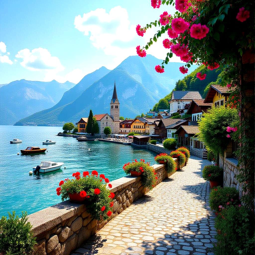 Beautiful Seaside Village Captured Photorealistically