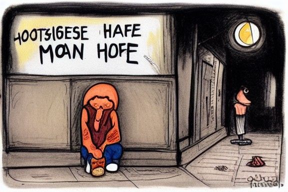 Political Cartoon of Homeless Person in Ghibli Style