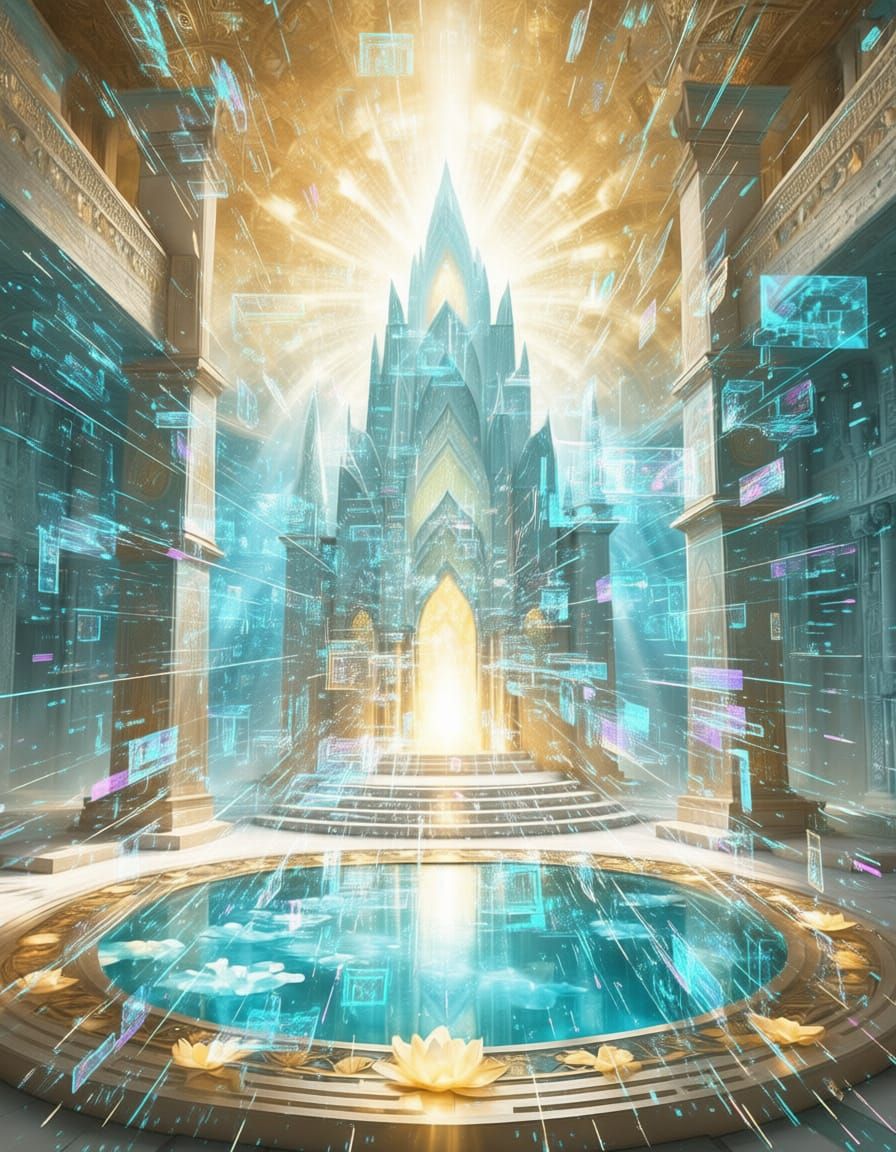 Lemurian Crystal Temple with Healing Energy Pool