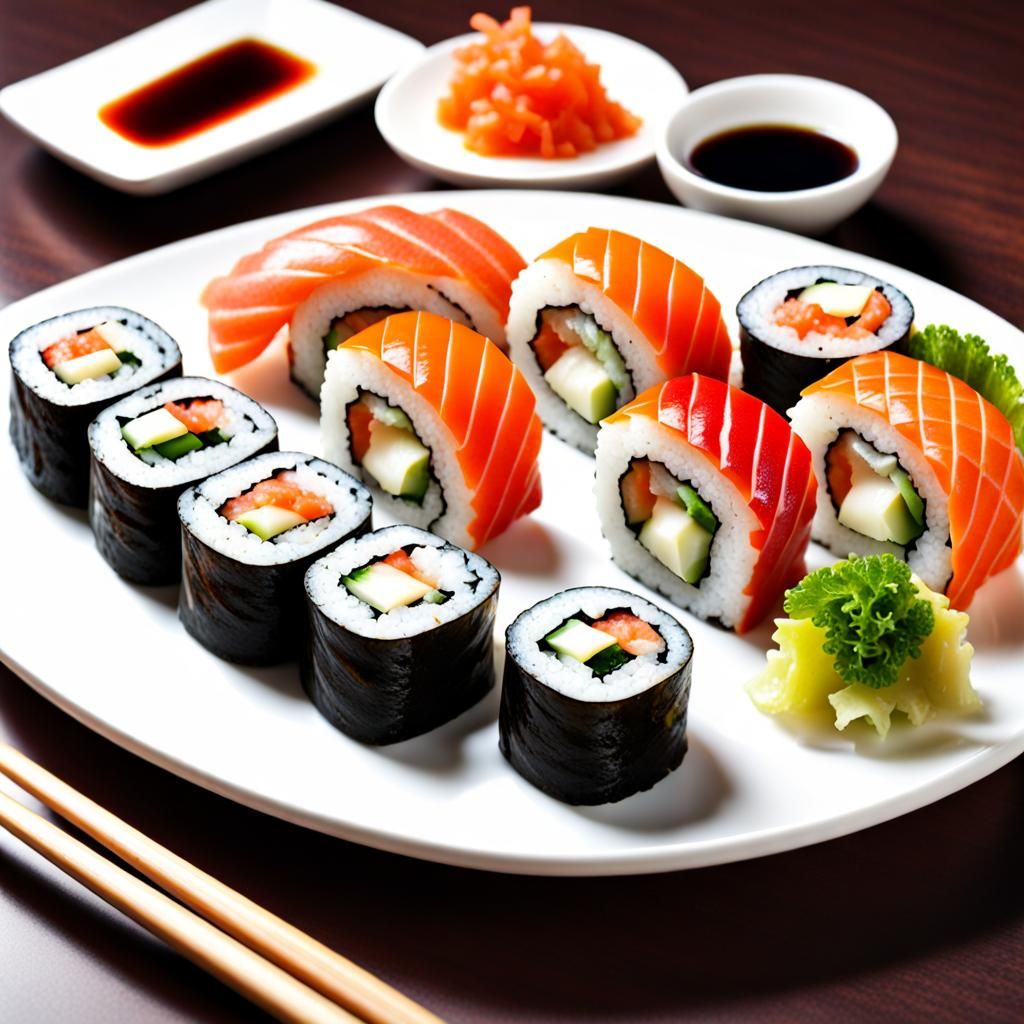 Sushi Roll on Plate in High Resolution