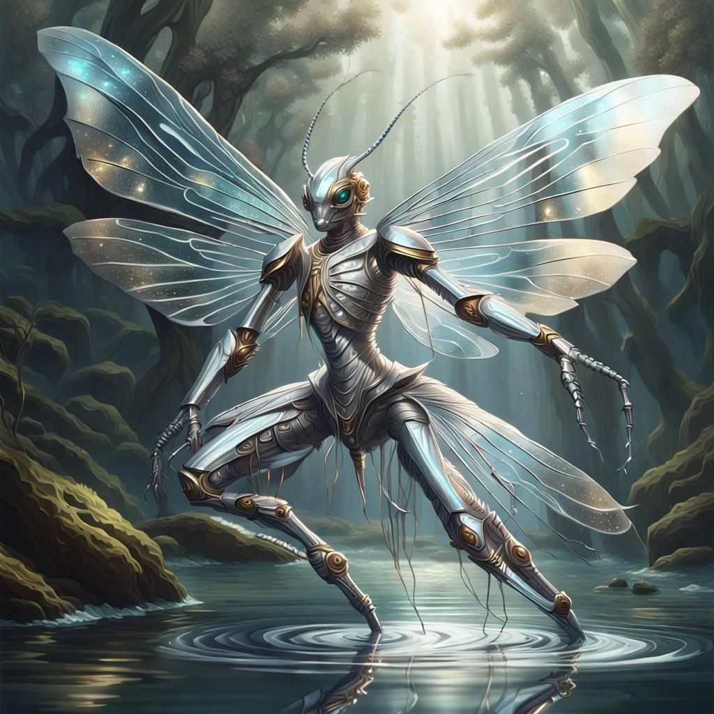 Shimmering Insect-Humanoid in Crystal Armor Concept Art