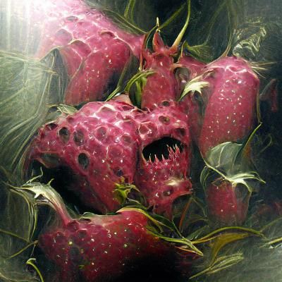 Dragon Fruit Horror in Engraving Style