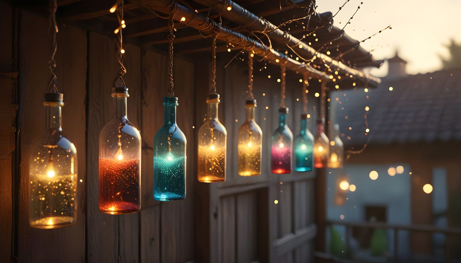 Whimsical Bottle Display Under Enchanted Glow
