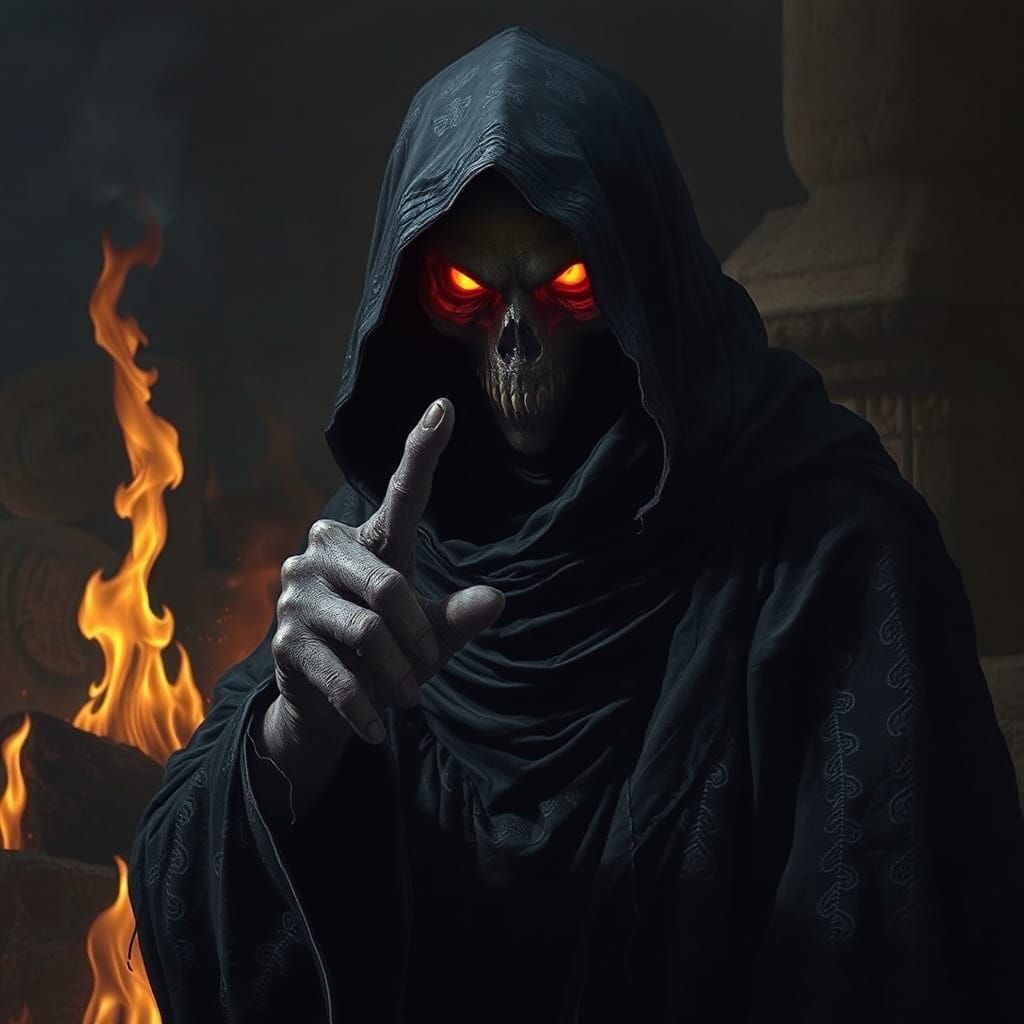 Dark Figure Accusation in Haunting Sci-Fi Horror Style