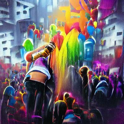 Colorful LGBT Crowd Celebrates in Graffiti Art