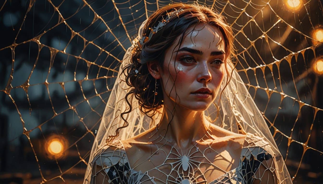 Bride in Spiderweb, Fauvism Expressionism Oil Painting