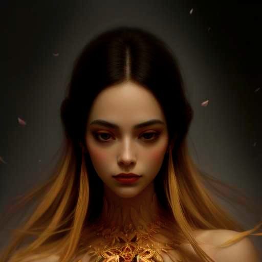 Woman in Crimson Dress with Delicate Embroidery