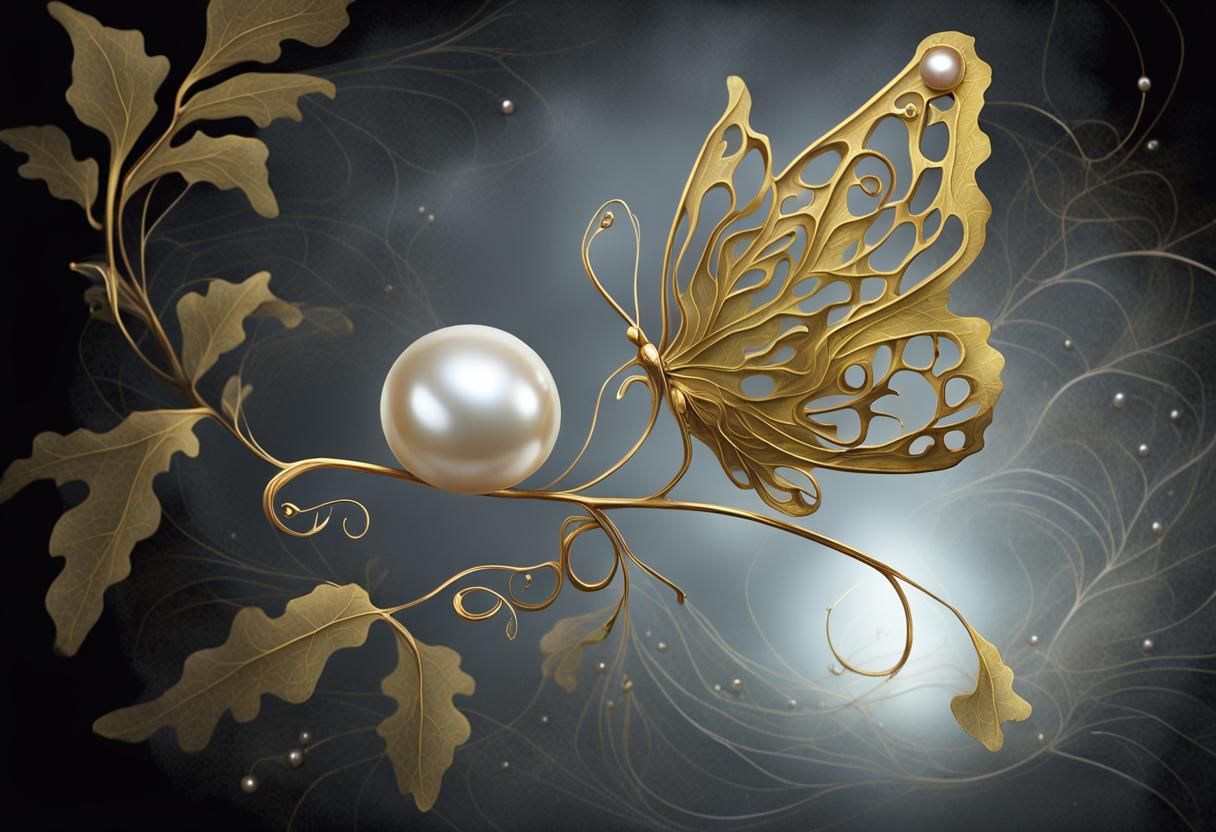 Golden Butterfly Controls Leaf in Surrealist Style