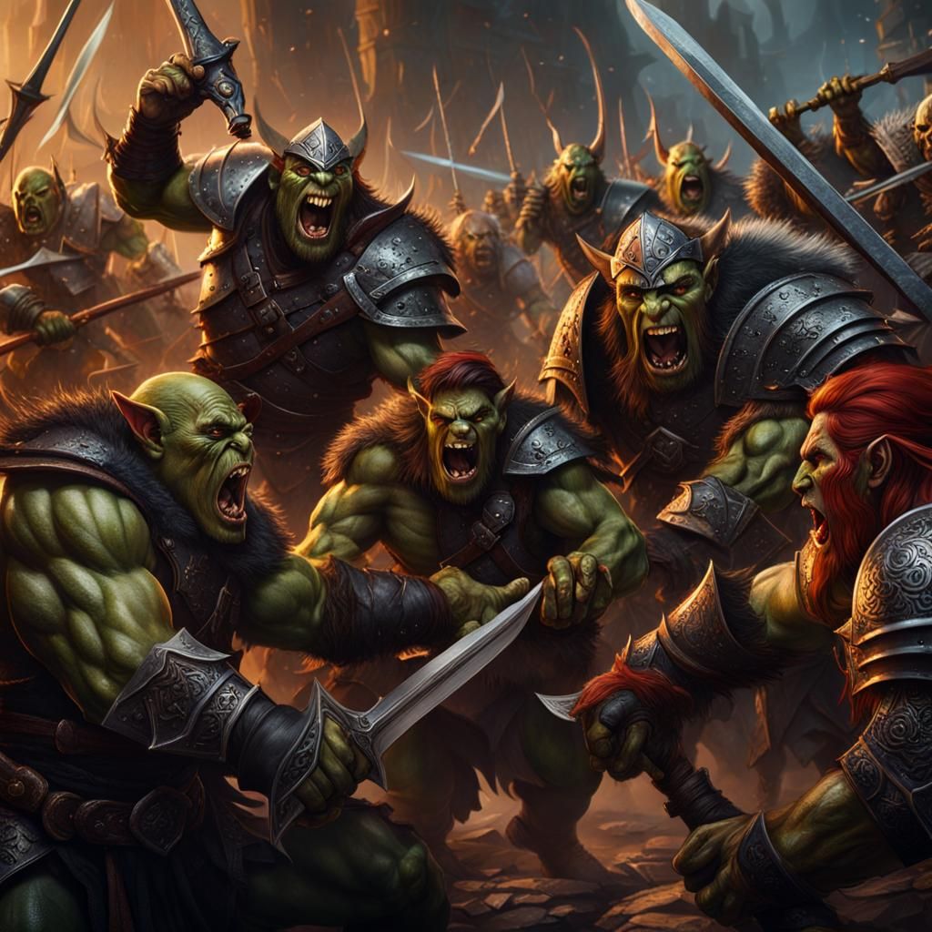 Orcs and Humans Battle in Detailed Matte Painting