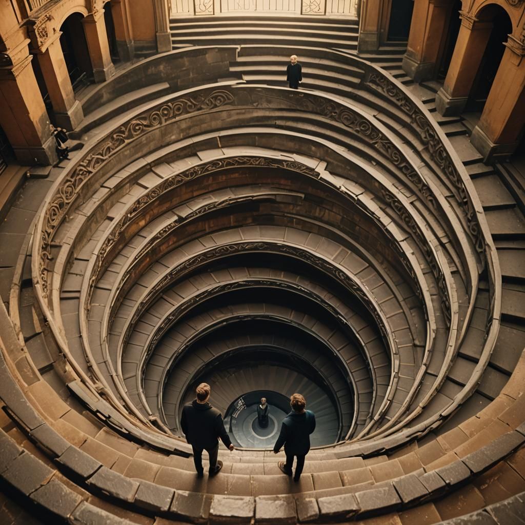 Epic Staircase Vortex in Cinematic Style