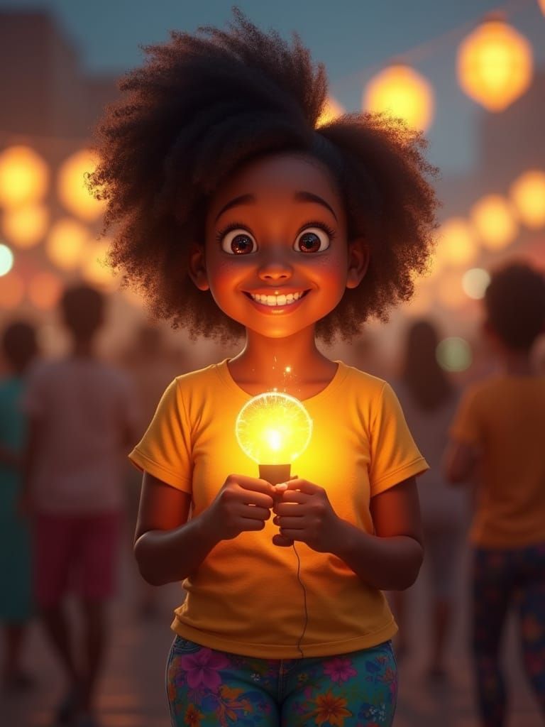 Joyful Fat Black Girl Celebrates Earth Hour with Warm Smile